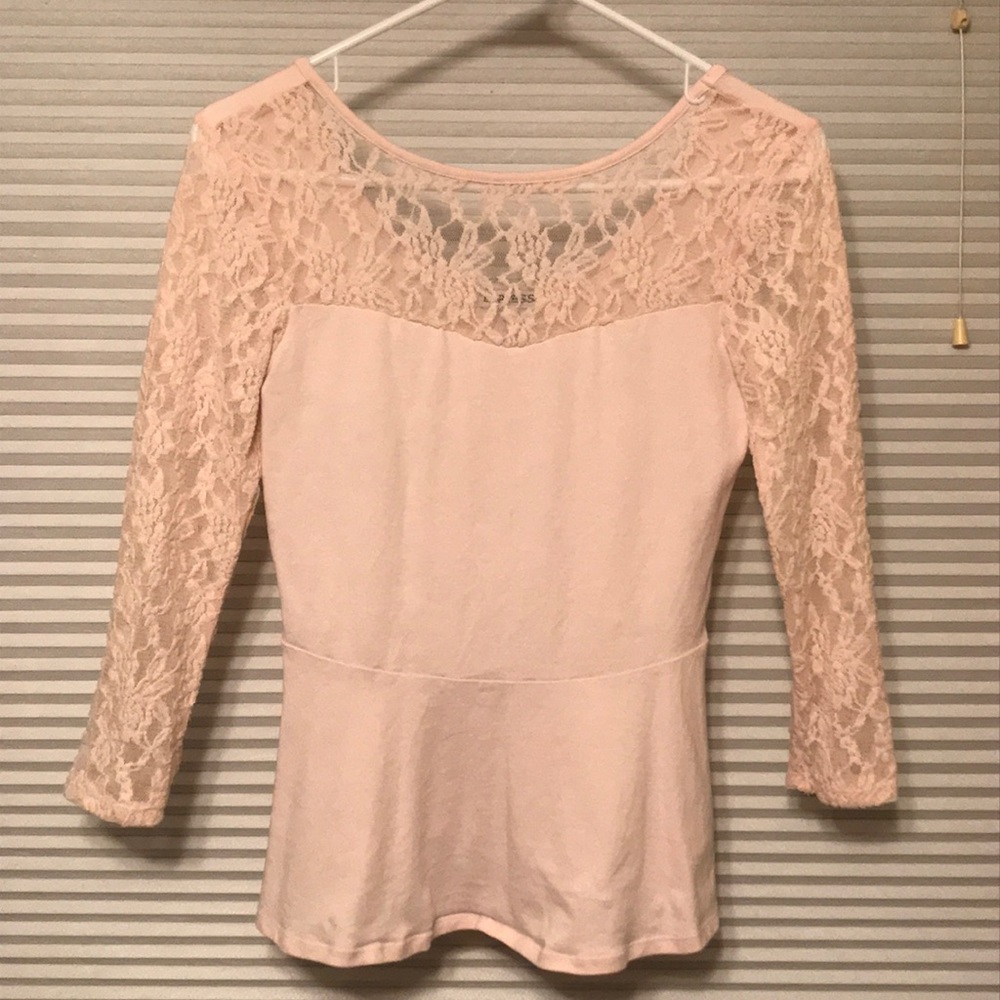 Light Pink Peplum Lace Top